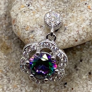 Vintage Handmade 925 Sterling Silver Blue Mystic Topaz Earrings