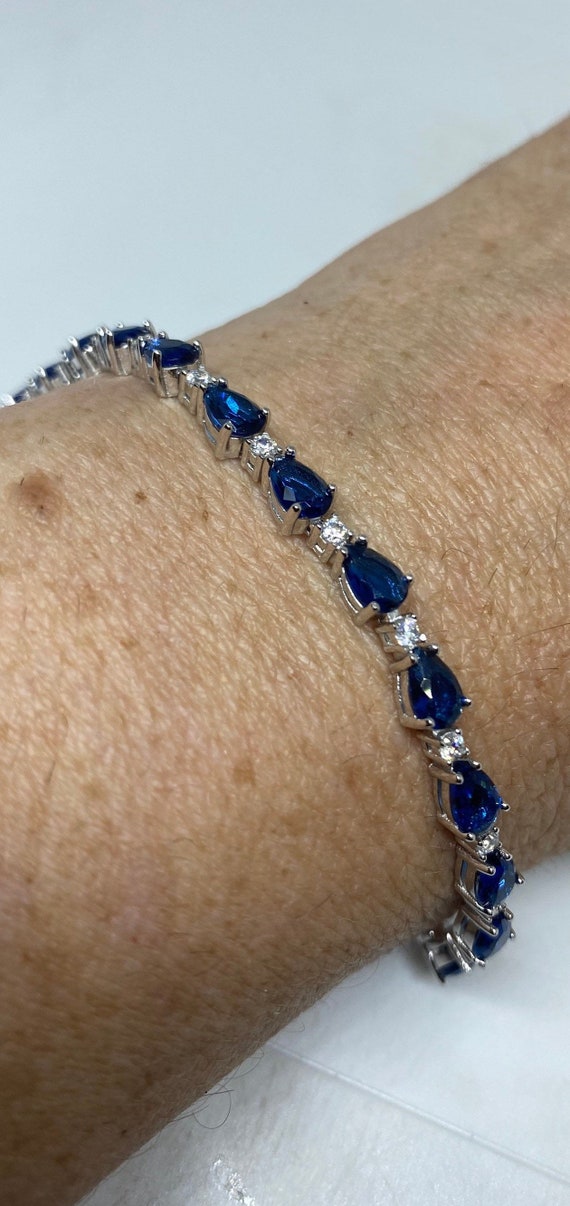 Vintage Blue Crystal Cubic Zirconia Bracelet Sterl