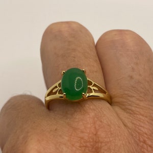 Vintage Lucky Green Nephrite Jade Golden Ring | Cocktail Ring | Promise Ring