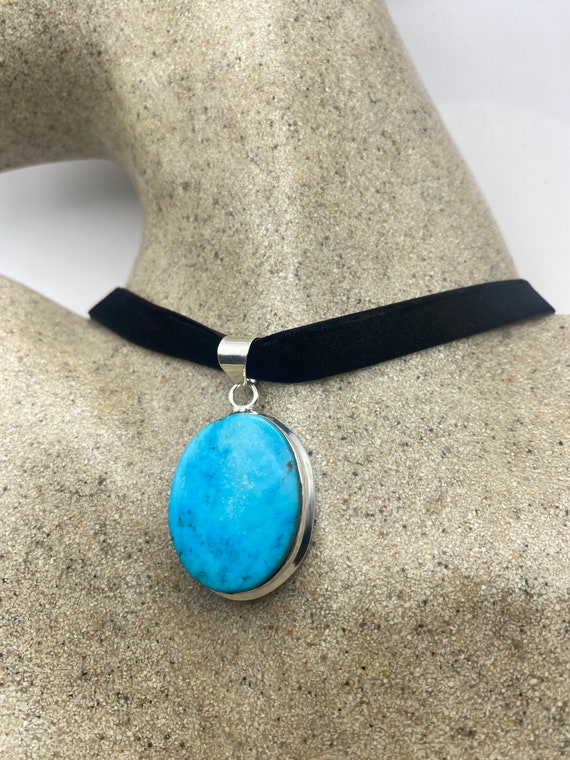 Vintage Tibetan Blue Turquoise Pendant Necklace