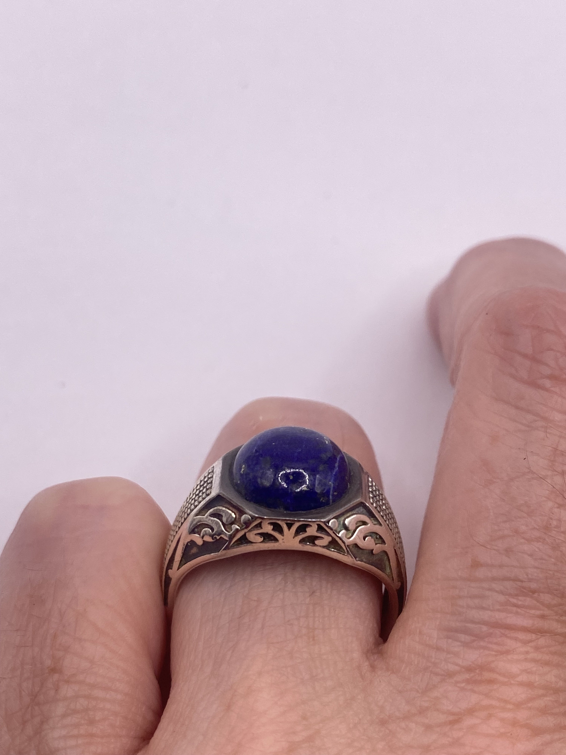 Vintage Blue Lapis Lazuli 925 Sterling Silver Men