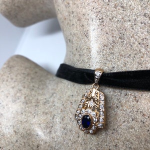 Vintage Handmade 925 Sterling Silver Gold  Sapphire Pendant