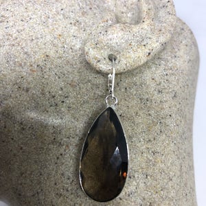 Orecchini pendenti in argento antico vintage in vetro vulcanico fumé