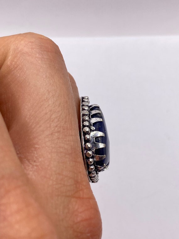 Vintage Blue Genuine Lapis Lazuli Heart Ring - image 7