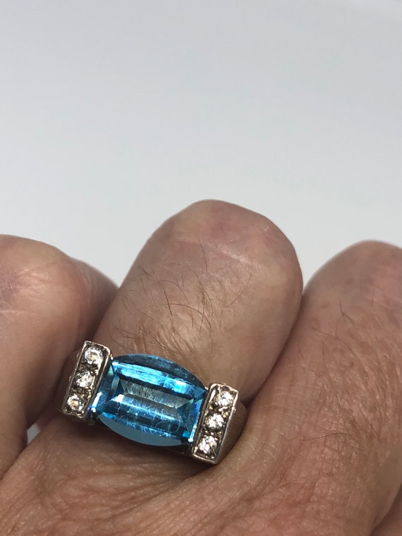 Vintage Genuine Blue Topaz and White Sapphire 925 Sterling  display picture 1