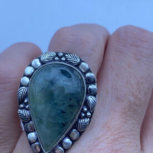 Vintage Green Moss Agate Cocktail Ring