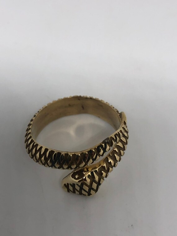 Vintage Gothic Golden Bronze Snake Mens Ring - image 5