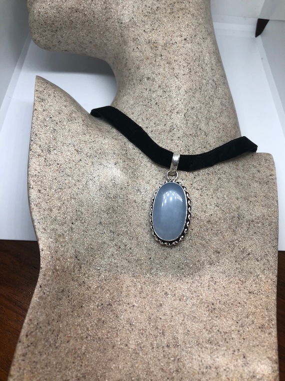 Hand Made Blue chalcedony Choker Necklace - image 7