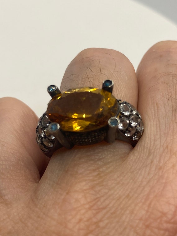 Vintage Golden Citrine 925 Sterling Silver Cockta… - image 4