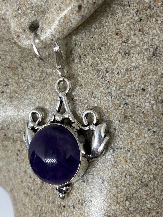 Vintage Purple Amethyst Earrings 925 Sterling Sil… - image 4