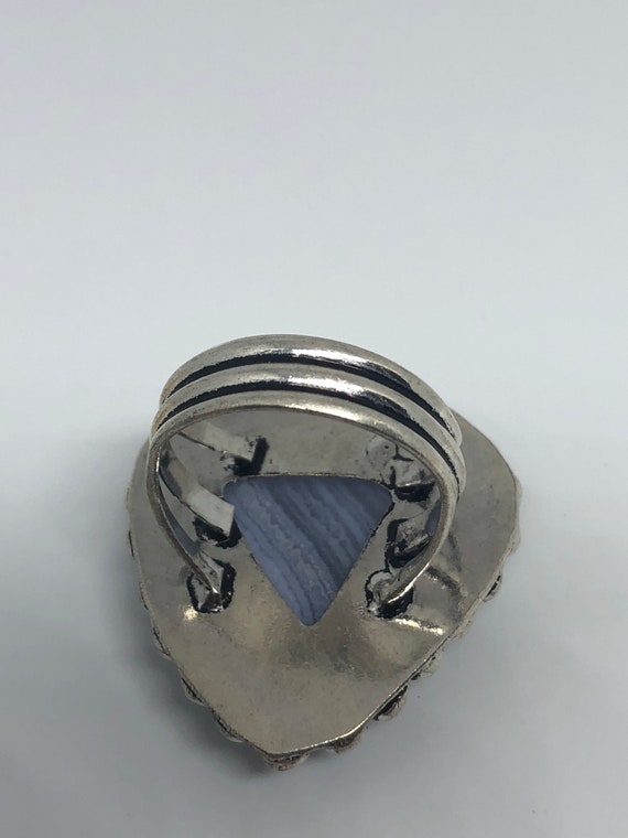 Vintage Genuine Blue Lace agate Silver Ring - image 5