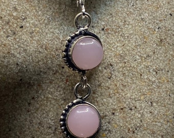 Vintage Rose Quartz Sterling Silver Lever Back Dangle Earrings