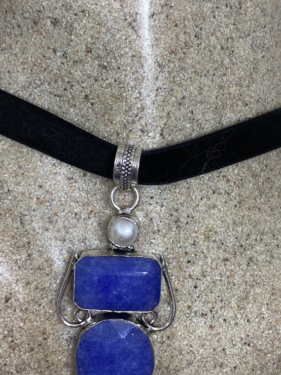 Vintage Blue Raw Sapphire Pendant Necklace