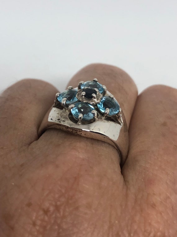 Vintage genuine blue topaz 925 sterling silver Ri… - image 6