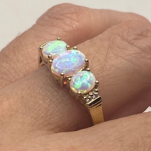 Vintage Fire Opal Golden 925 Sterling Silver Cocktail Ring