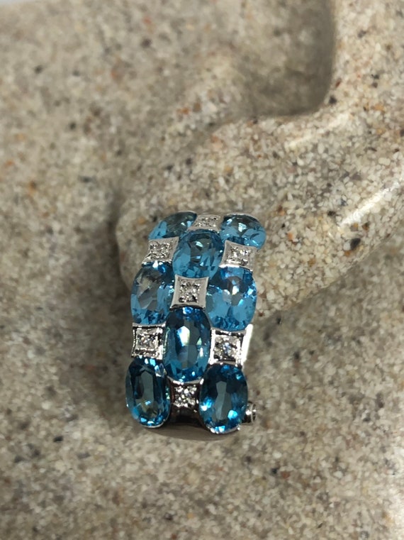 Vintage Mixed Genuine Blue Topaz Gemstone Filigre… - image 6