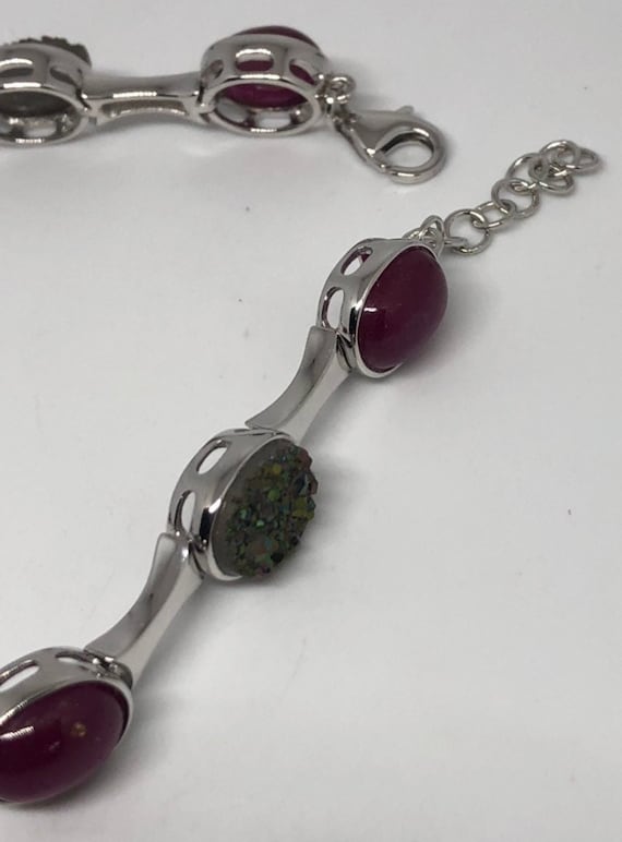 Handmade Genuine Red Ruby and Peacock Ore Druzy S… - image 9