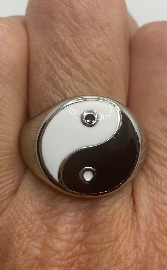 Vintage Gothic Yin Yang Mens Ring