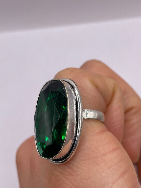 Vintage Green Antique Glass Cocktail Ring - image 6