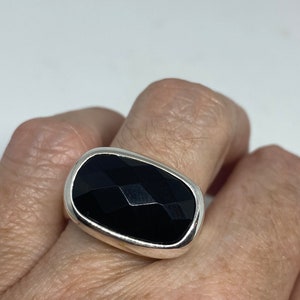 Vintage Black Onyx 925 Sterling Silver Ring