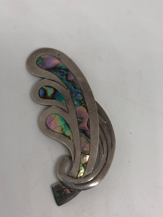 Vintage Abalone Hand Made Aztec 925 Sterling Silv… - image 3
