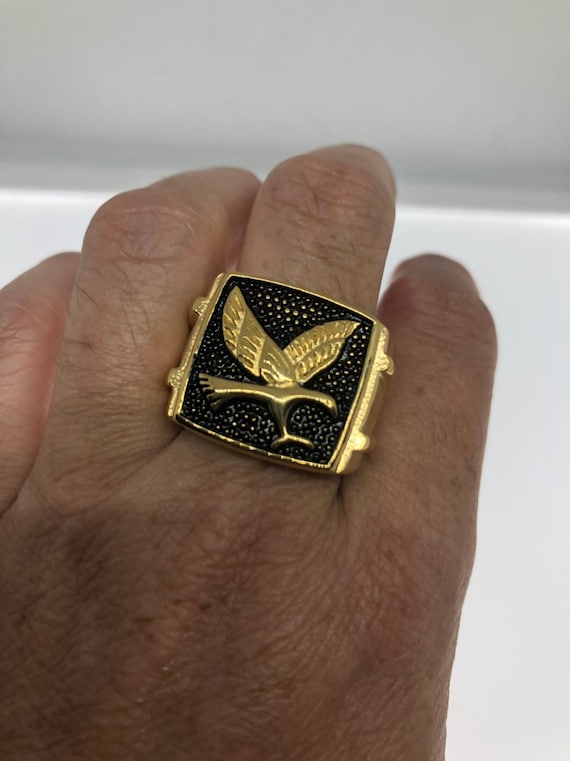 Vintage Mens Golden US Eagle Ring