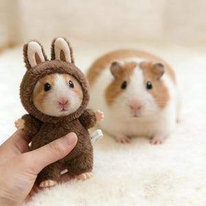 Portachiavi di peluche personalizzato Pet&Labubu, bambola con ritratto personalizzato, regalo ricordo per un amico, ciondolo a forma di porcellino d'India per borsa immagine 6