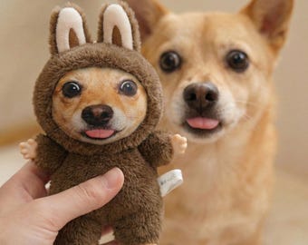 Portachiavi di peluche personalizzato con volto, ciondolo per borsa imbottito con foto personalizzata, regalo divertente per un amico, ornamento da appendere all'auto, ciondolo ricordo commemorativo