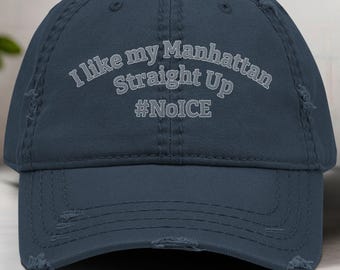 Abolish ICE Distressed Dad Hat, Embroidered ICE Out of NYC Unisex Cap