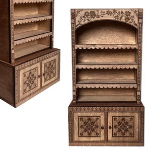 SVG file dollhouse bookshelf, 1:12 scale, vintage furniture, laser cutting for 3mm material, whimsical miniature
