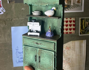 Archivo SVG de aparador para casa de muñecas, escala 1:12, muebles de cocina de estilo rústico