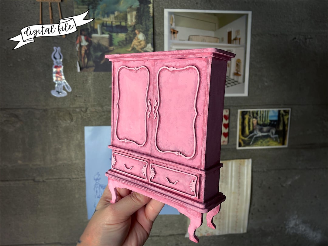 SVG File Dollhouse Armoire With Opening Doors & Drawers, 1:12 Scale ...