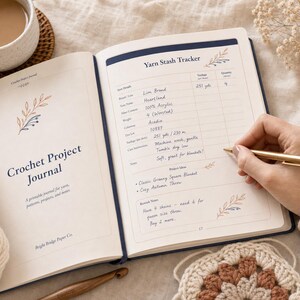 Crochet Project Planner Journal, Yarn Stash, WIP Tracker (Digital Download)