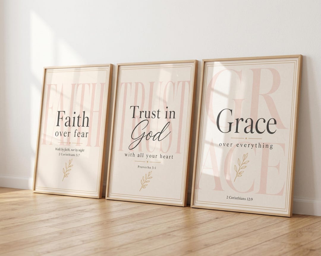 Set of 3 Bible Verse Prints | Christian Wall Art Printable | Faith Over ...