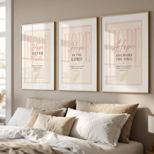 Neutral Printable Wall Art Set of 3, Minimalist Blush Wall Decor, Christian Bedroom Decor, Modern Bible Verse Prints, Digital Download