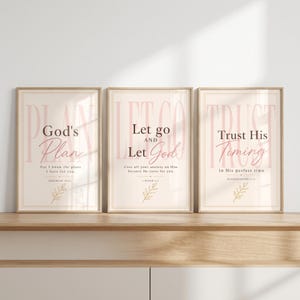 Set of 3 Christian Printable Wall Art | Bible Verse Prints | Neutral Pink Christian Decor | Digital Download | Scripture Wall Art