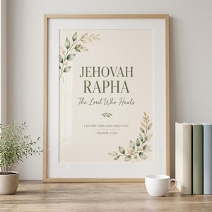 Jehovah Rapha Printable Wall Art | Christian Wall Decor | Bible Verse Print | Names of God Art | Scripture Printable Download