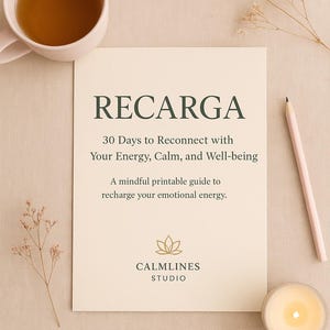 30-Day Mindfulness  Self-Care Journal | Printable + Editable Digital Planner | Guided Wellness & Gratitude Journal – CalmLines Studio