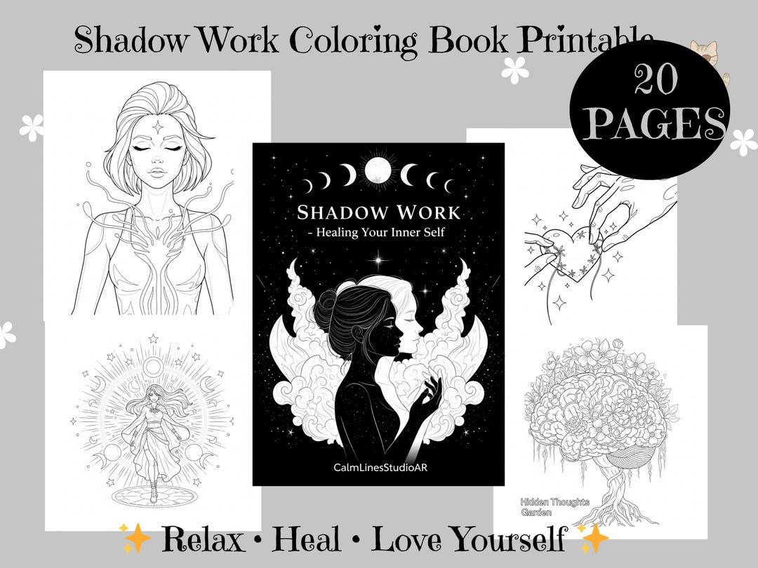 Shadow Work Coloring Book Printable | Therapeutic Adult Coloring Pages ...
