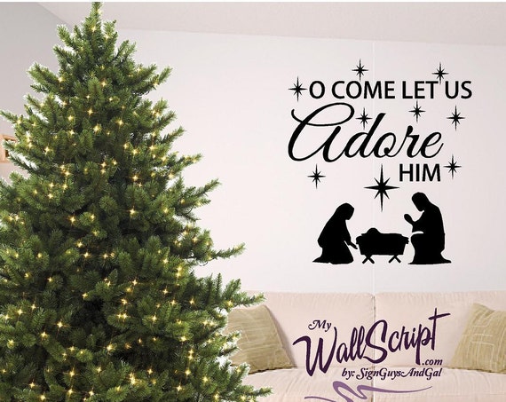 Christmas wall art, Nativity, Come Let Us Adore Him