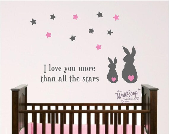 Bunny and Star wall decal, I Love you more than the stars