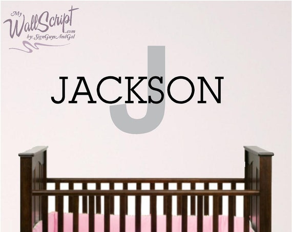 Personalized Monogram Wall Decal, Boy room wall decal, nursery vinyl wall art sticker