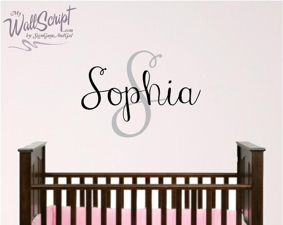Personalized Monogram Wall Decal, Girl room wall decal