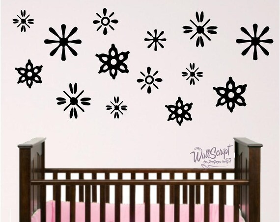 Star and flower wall decalfor decortating nursery or home, christmad decor