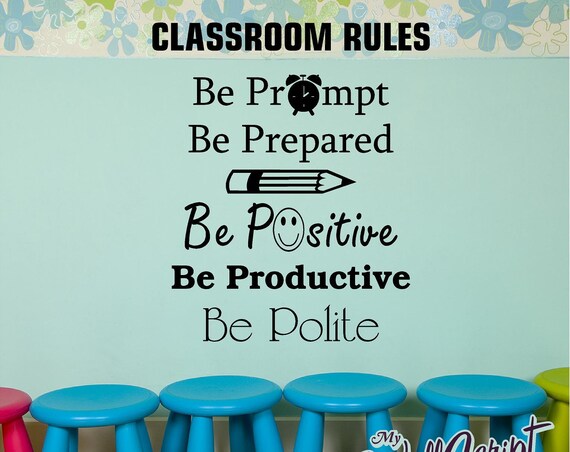 School Wall Art, Classroom Rules, vinyl wall decal sticker, Teacher Room