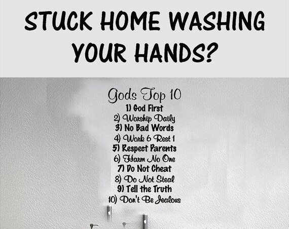 Wash your Hands Decal, Wall decal for child room, sunday school room decal, Gods Top 10, Ten Commandments for Kids