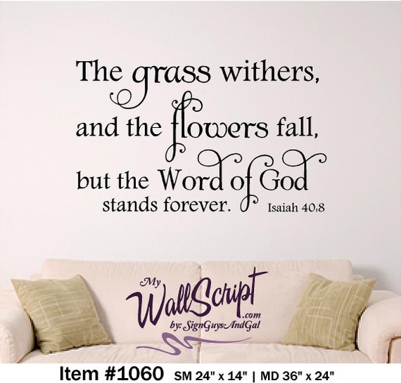 Bible Verse Wall Art, Word of Life isaiah 40:8, home or church wall decal