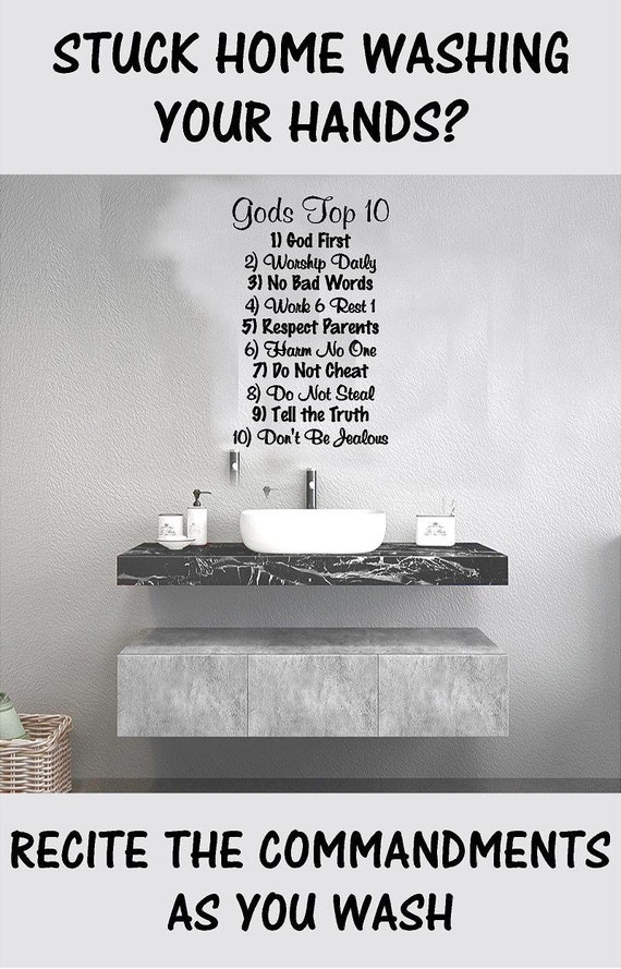 Wash your Hands Decal, Wall decal for child room, sunday school room decal, Gods Top 10, Ten Commandments for Kids