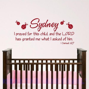 Nursery Wall Art, Personalized... I prayed for this child image 1