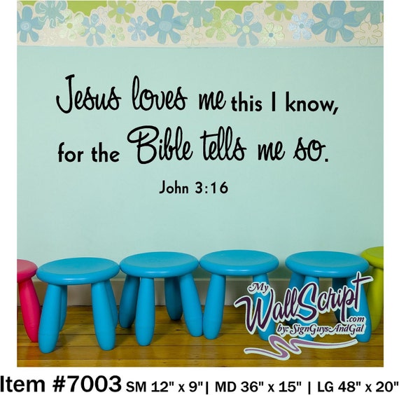 Sunday School Wall decal, Jesus Loves Me, Child Room Wall Decal